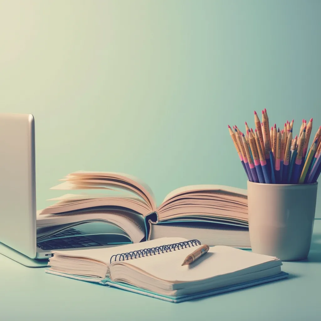 Osoba s knihami a notebookem, gradientové pozadí, kontinuální vzdělávání
